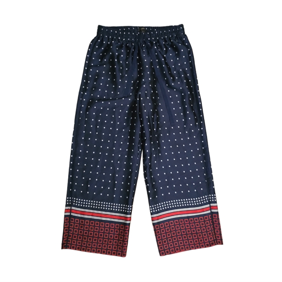 J. Crew Pants - J. Crew Blue and Red Patterned Wide Leg Pants Size 8 NWT